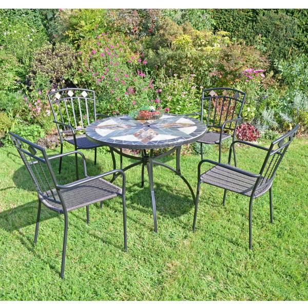 Europa Leisure MONTILLA 91cm Patio Table With 4 MALAGA Chairs Set