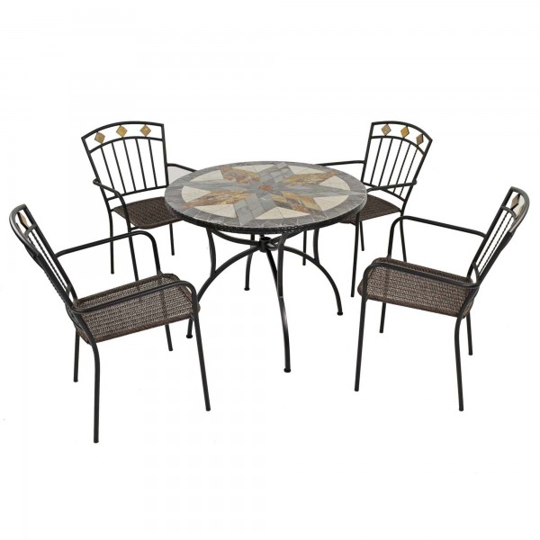 europa leisure MONTILLA 91cm Patio Table with 4 MALAGA Chairs Set
