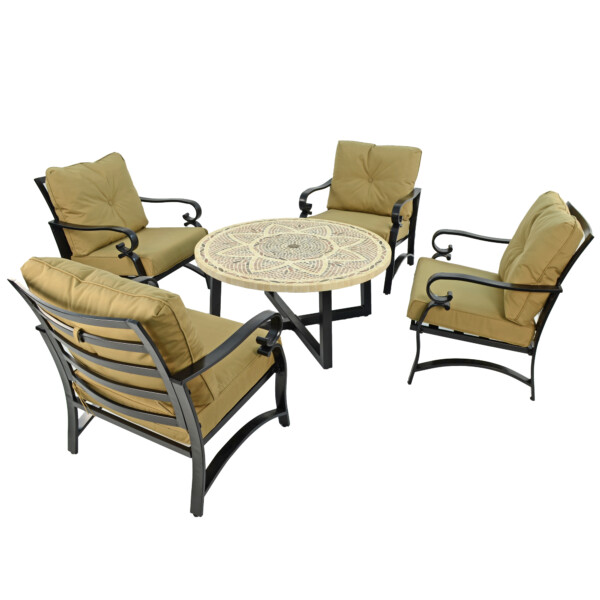 Europa Leisure MONTPELLIER 110cm COFFEE Table With 4 WINDSOR DELUXE LOUNGE Chair Set
