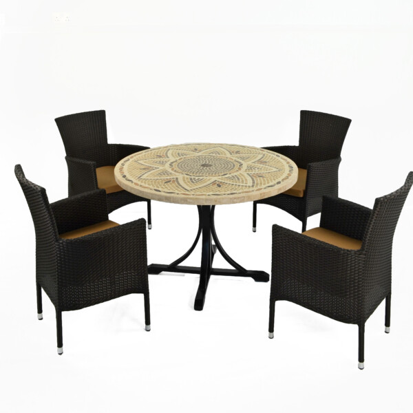 Europa Leisure MONTPELLIER Dining Table With 4 STOCKHOLM Black Chairs Set