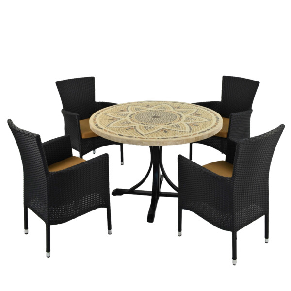 Europa Leisure MONTPELLIER Dining Table With 4 STOCKHOLM Brown Chairs Set