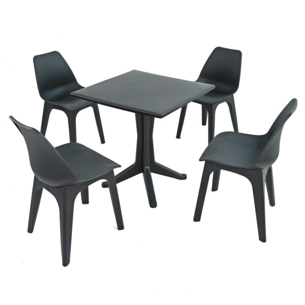 Europa Leisure PONENTE Patio Table With 4 EOLO Chairs Anthracite