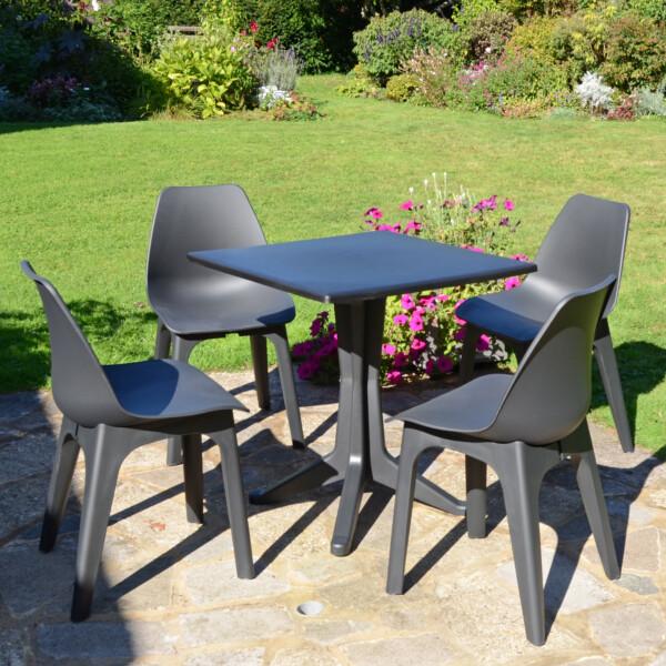 Europa Leisure PONENTE Patio Table With 4 EOLO Chairs Anthracite