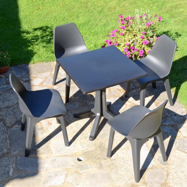 europa leisure PONENTE Patio Table with 4 EOLO Chairs Anthracite