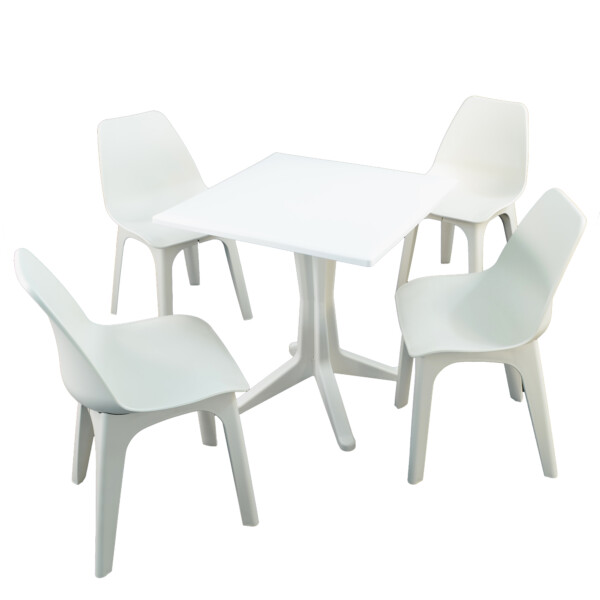 Europa Leisure PONENTE Patio Table With 4 EOLO Chairs White