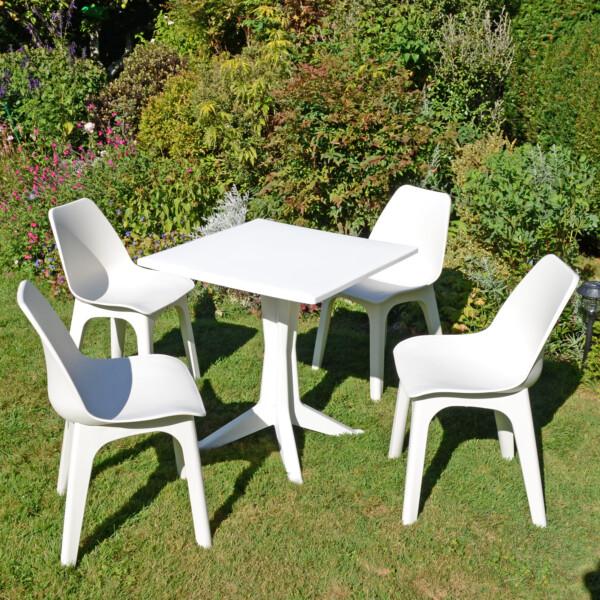 Europa Leisure PONENTE Patio Table With 4 EOLO Chairs White