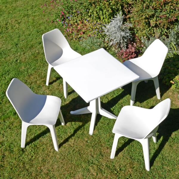 europa leisure PONENTE Patio Table with 4 EOLO Chairs White