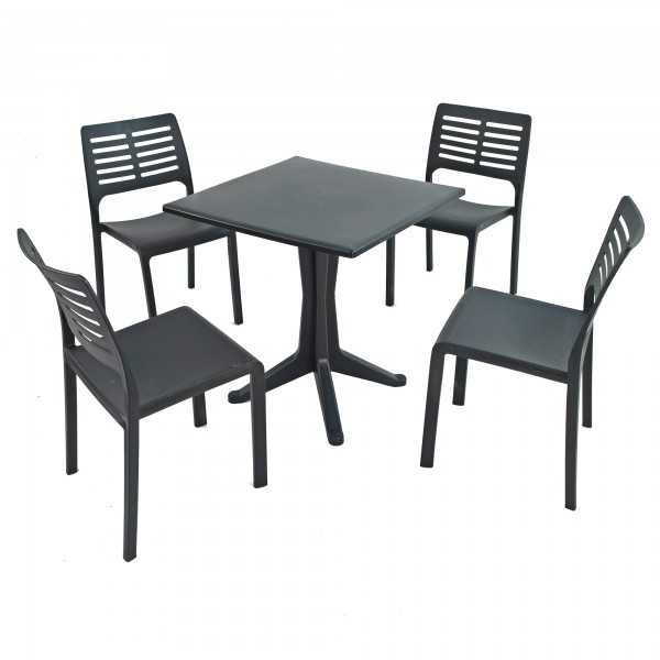 europa leisure PONENTE Patio Table with 4 MISTRAL Chairs Anthracite