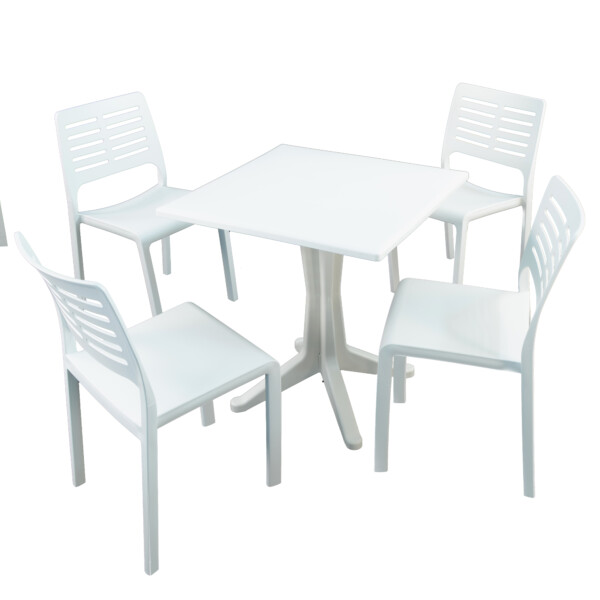 Europa Leisure PONENTE Patio Table With 4 MISTRAL Chairs White