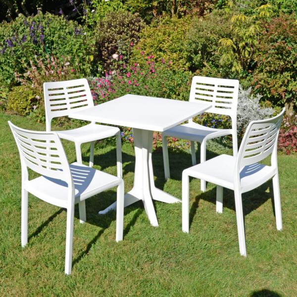Europa Leisure PONENTE Patio Table With 4 MISTRAL Chairs White