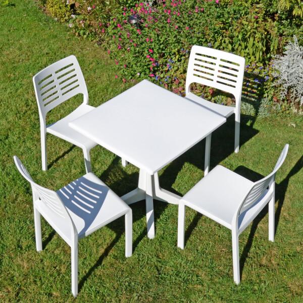europa leisure PONENTE Patio Table with 4 MISTRAL Chairs White
