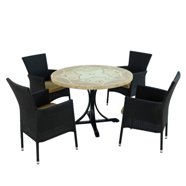 Europa Leisure PROVENCE Dining Table With 4 STOCKHOLM Black Chairs Set