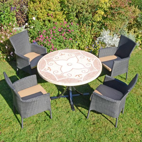 europa leisure PROVENCE Dining Table with 4 STOCKHOLM Black Chairs Set