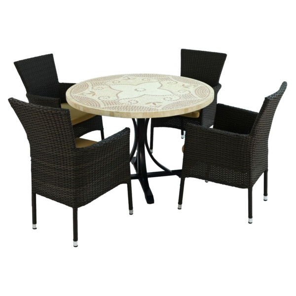 Europa Leisure PROVENCE Dining Table With 4 STOCKHOLM Brown Chairs Set