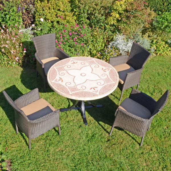 europa leisure PROVENCE Dining Table with 4 STOCKHOLM Brown Chairs Set