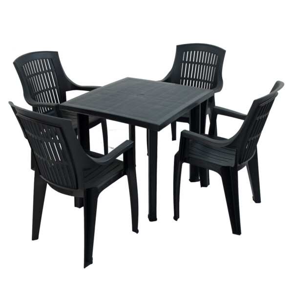 Europa Leisure RAPINO Square Table With 4 PARMA Chairs Set Anthracite