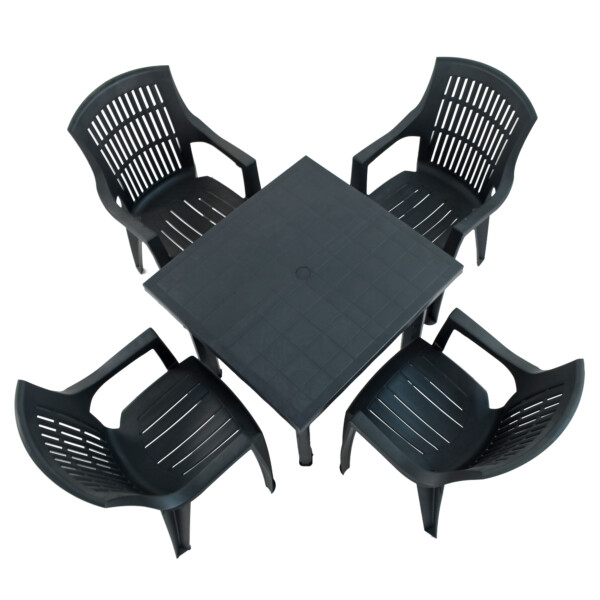 Europa Leisure RAPINO Square Table With 4 PARMA Chairs Set Anthracite