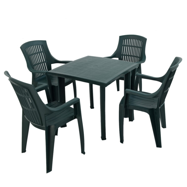 Europa Leisure RAPINO Square Table With 4 PARMA Chairs Set Green