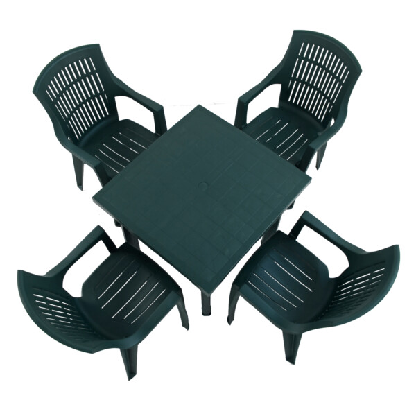 Europa Leisure RAPINO Square Table With 4 PARMA Chairs Set Green