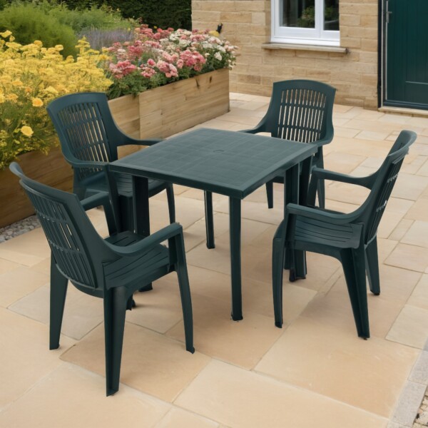 europa leisure RAPINO Square Table with 4 PARMA Chairs Set Green