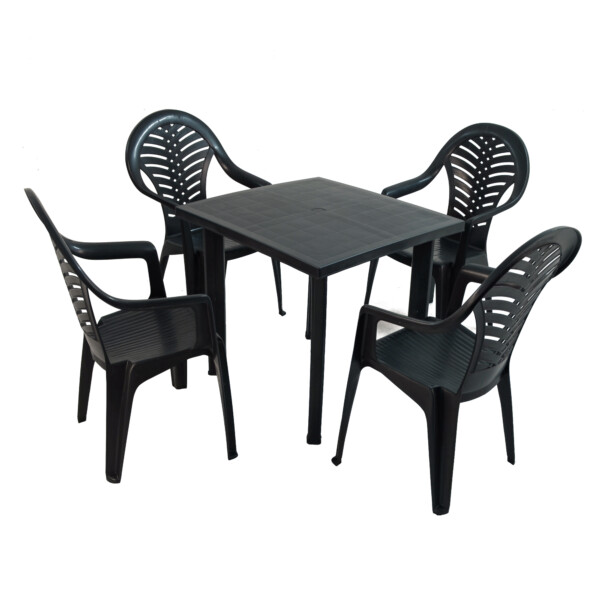 Europa Leisure RAPINO Square Table With 4 PINETO Chairs Set Anthracite