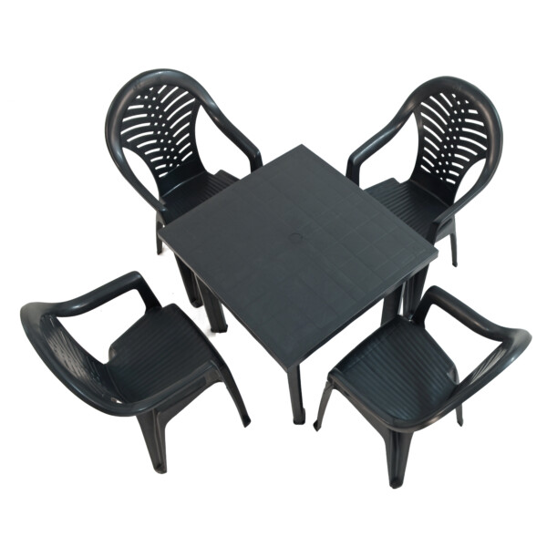 Europa Leisure RAPINO Square Table With 4 PINETO Chairs Set Anthracite