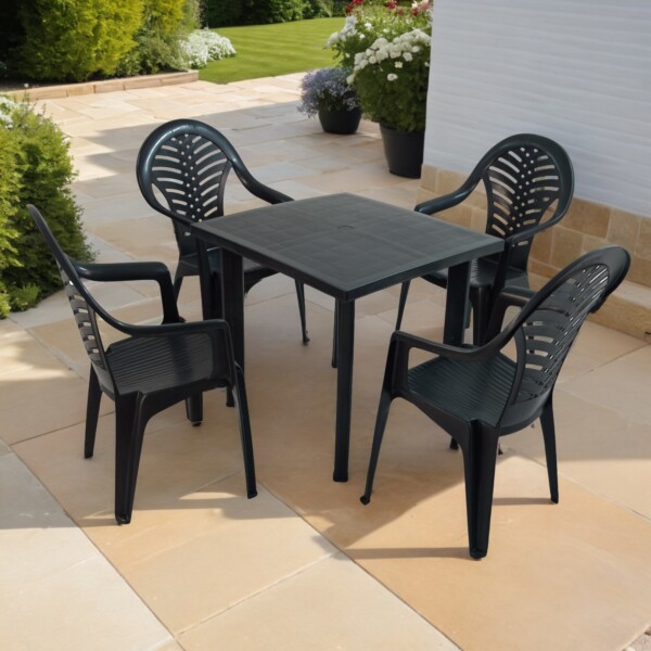 europa leisure RAPINO Square Table with 4 PINETO Chairs Set Anthracite