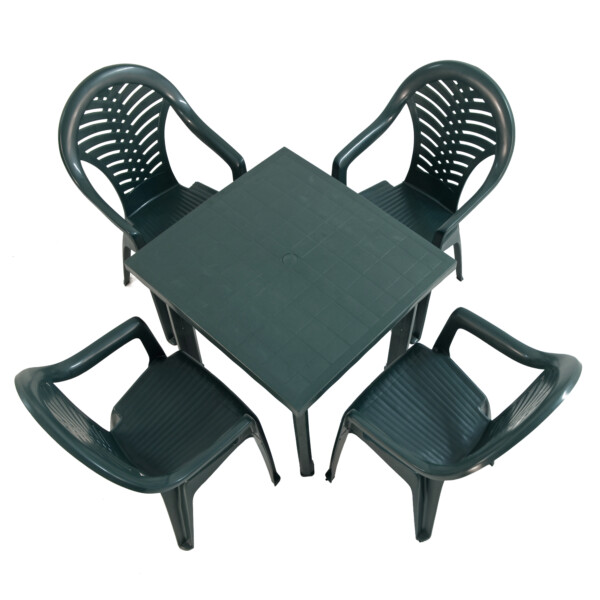 Europa Leisure RAPINO Square Table With 4 PINETO Chairs Set Green