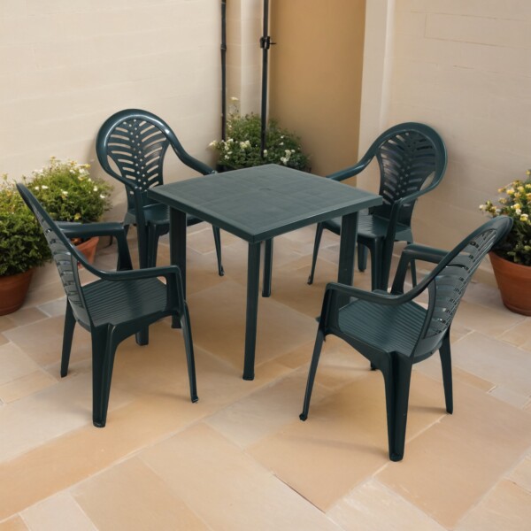 europa leisure RAPINO Square Table with 4 PINETO Chairs Set Green