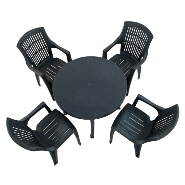 Europa Leisure REVELLO Round Table With 4 PARMA Chairs Set Anthracite