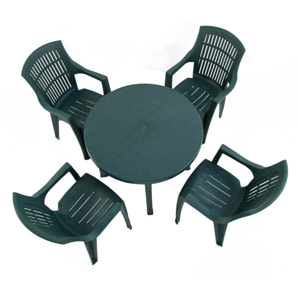Europa Leisure REVELLO Round Table With 4 PARMA Chairs Set Green
