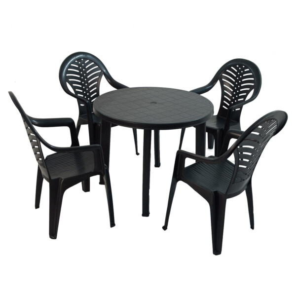 Europa Leisure REVELLO Round Table With 4 PINETO Chairs Set Anthracite