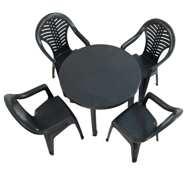 Europa Leisure REVELLO Round Table With 4 PINETO Chairs Set Anthracite