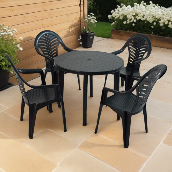 europa leisure REVELLO Round Table with 4 PINETO Chairs Set Anthracite