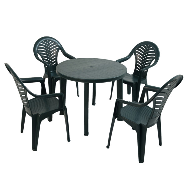 Europa Leisure REVELLO Round Table With 4 PINETO Chairs Set Green