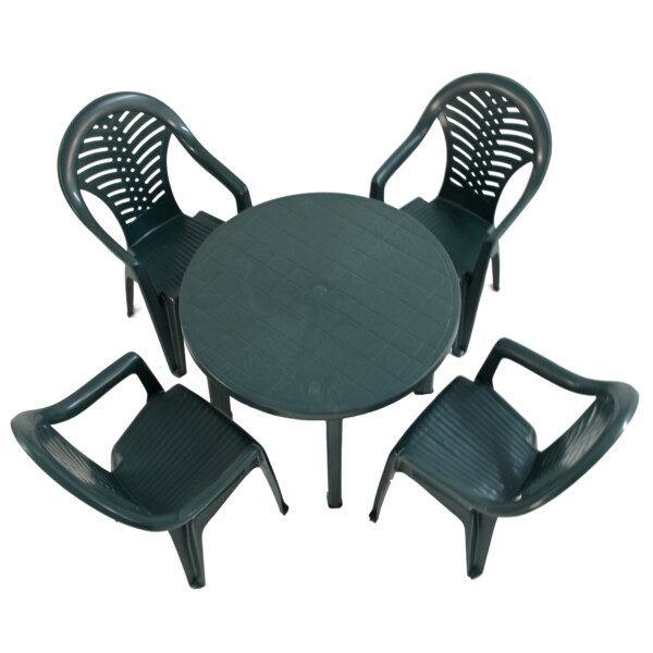 Europa Leisure REVELLO Round Table With 4 PINETO Chairs Set Green