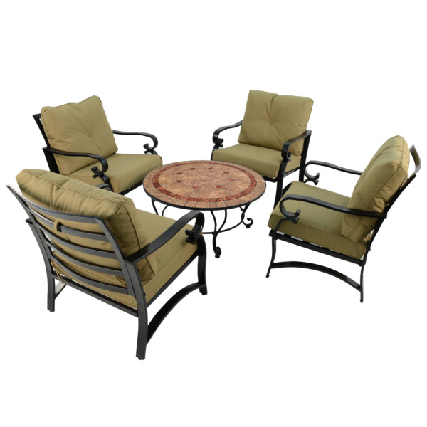 Europa Leisure RICHMOND 91cm COFFEE Table With 4 WINDSOR DELUXE LOUNGE Chair Set