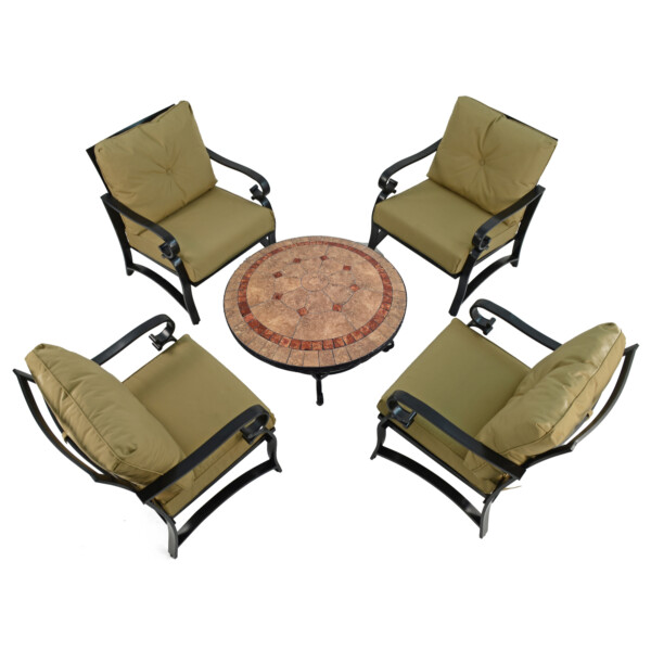 Europa Leisure RICHMOND 91cm COFFEE Table With 4 WINDSOR DELUXE LOUNGE Chair Set