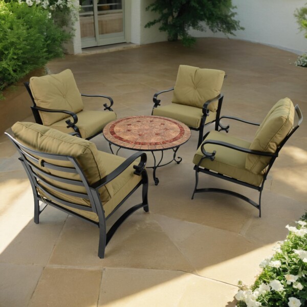 europa leisure RICHMOND 91cm COFFEE Table with 4 WINDSOR DELUXE LOUNGE Chair Set