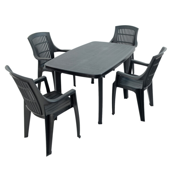 Europa Leisure RIMINI Rectangular Table With 4 PARMA Chairs Set Anthracite