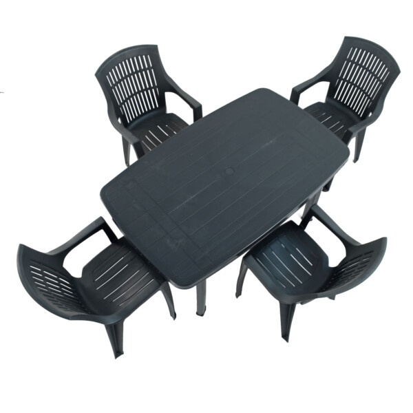 Europa Leisure RIMINI Rectangular Table With 4 PARMA Chairs Set Anthracite