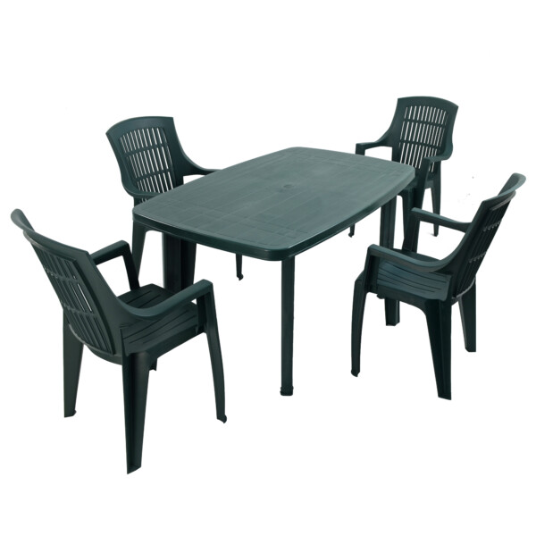 Europa Leisure RIMINI Rectangular Table With 4 PARMA Chairs Set Green