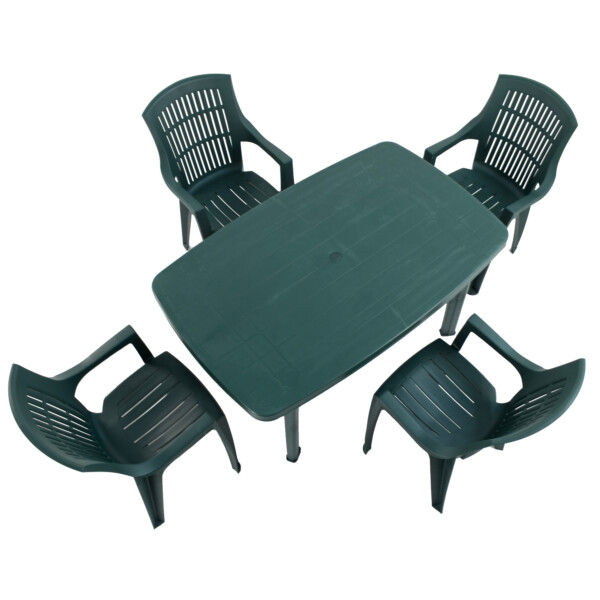 Europa Leisure RIMINI Rectangular Table With 4 PARMA Chairs Set Green