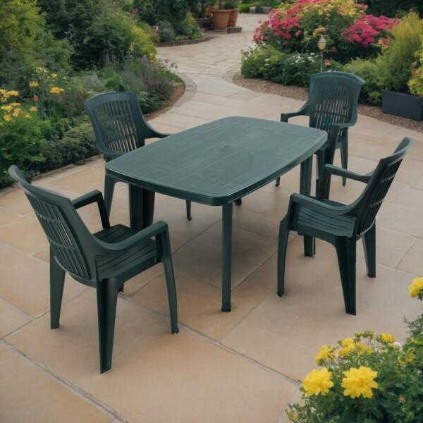 europa leisure RIMINI Rectangular Table with 4 PARMA Chairs Set Green