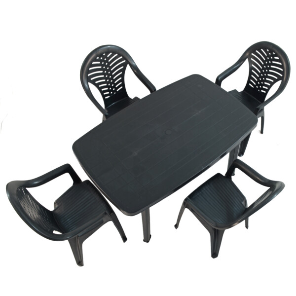 Europa Leisure RIMINI Rectangular Table With 4 PINETO Chairs Set Anthracite