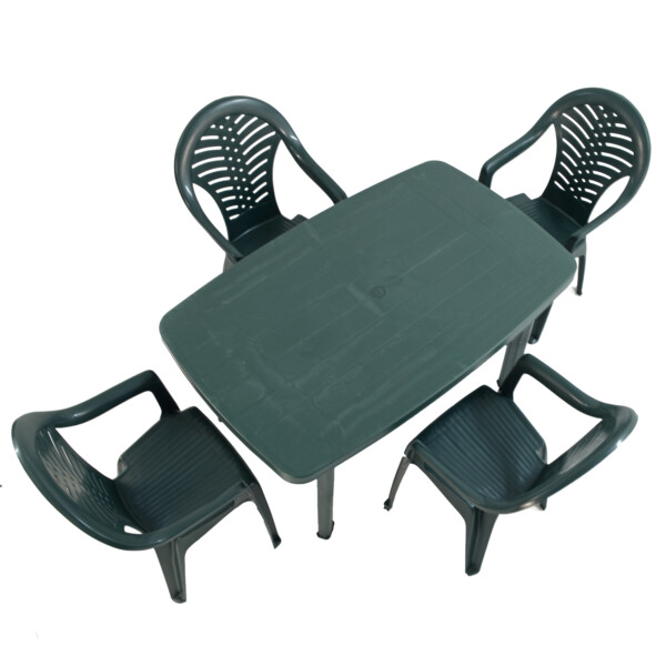 Europa Leisure RIMINI Rectangular Table With 4 PINETO Chairs Set Green