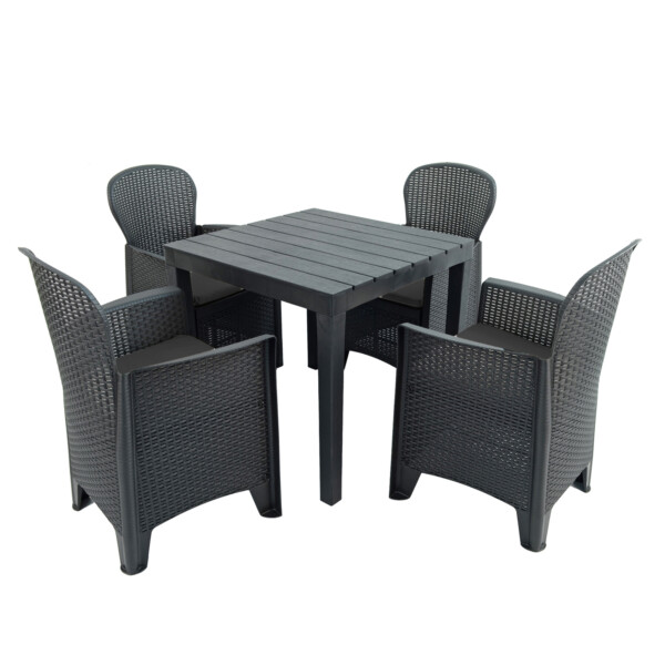 Europa Leisure Roma Rectangular Table With Sicily Chairs In Anthracite