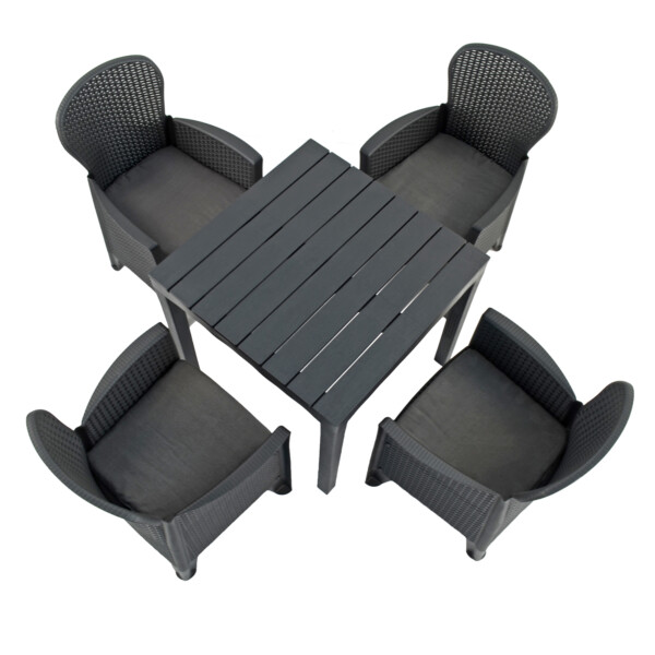 Europa Leisure Roma Rectangular Table With Sicily Chairs In Anthracite