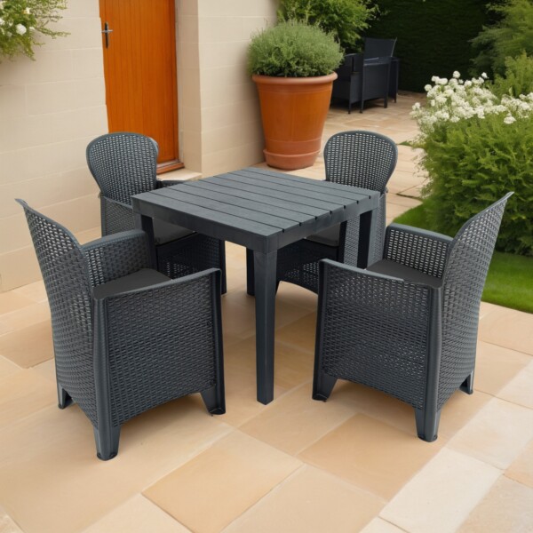 europa leisure Roma Rectangular Table with Sicily Chairs in Anthracite