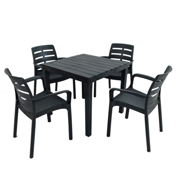 Europa Leisure Roma Rectangular Table With Siena Chairs In Anthracite